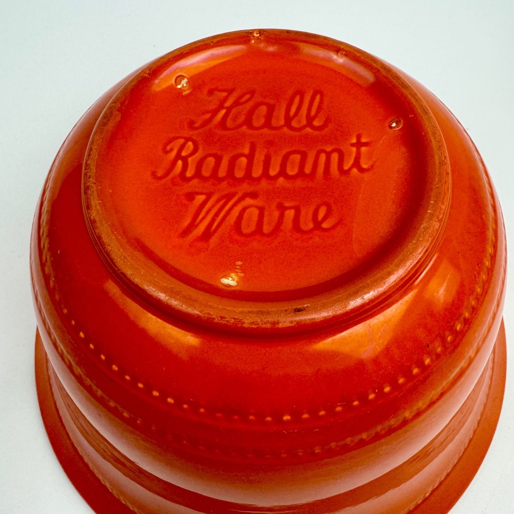 Vintage Hall Radiant Ware Orange Beaded Ceramic Mixing‎ Bowl 8.5 Inch USA